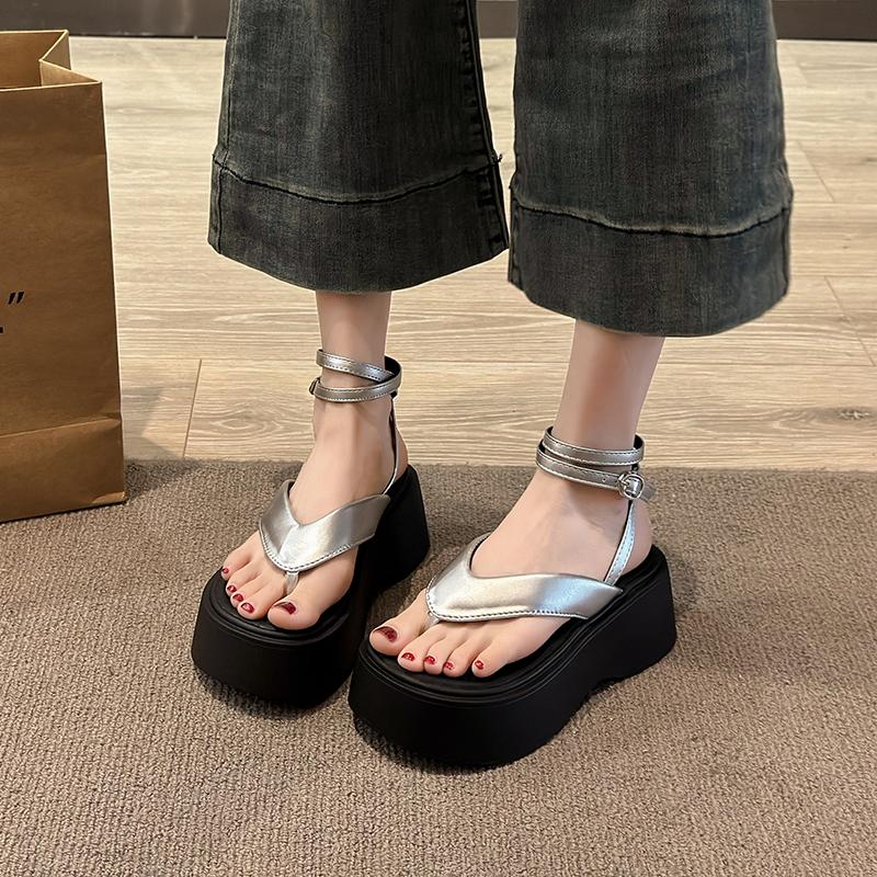 Mode Sommer Damen Plateau Keilabsatz Sandalen Mode Zehensteg Damen Elegant Partykleid Gladiator Sandalen