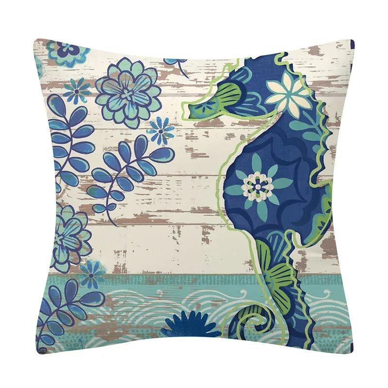 Dekoracyjna poszewka na poduszkę ze zwierzętami morskimi Poduszka na sofę Skorupa żółwia morskiego Poduszka Dekoracyjna poszewka na poduszkę do domu