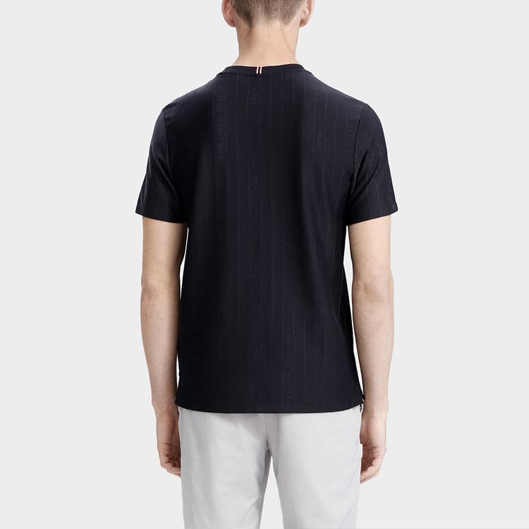 Fila Classic Business Wrinkle-Resistant Jacquard Short Sleeve T-Shirt Men Tops Legendary-Blue F11M321114F-NV