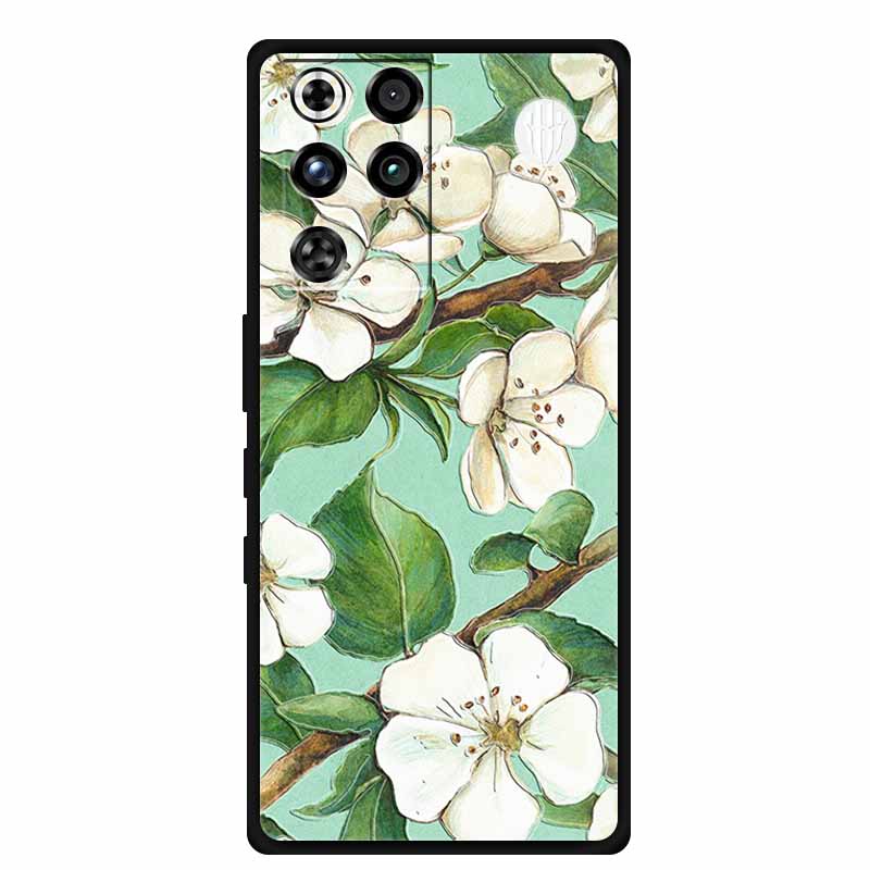 For ZTE Nubia RedMagic 11 Pro 5G Case 3D Emboss Flowers Relief Soft Black Silicone Back Cover For ZTE Nubia RedMagic 11Pro Funda