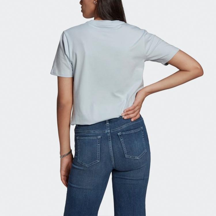 (WMNS) Adidas Originals Trefoil Tee Logo Printing Sports Short Sleeve Gray Blue T-Shirt Women's GN2975