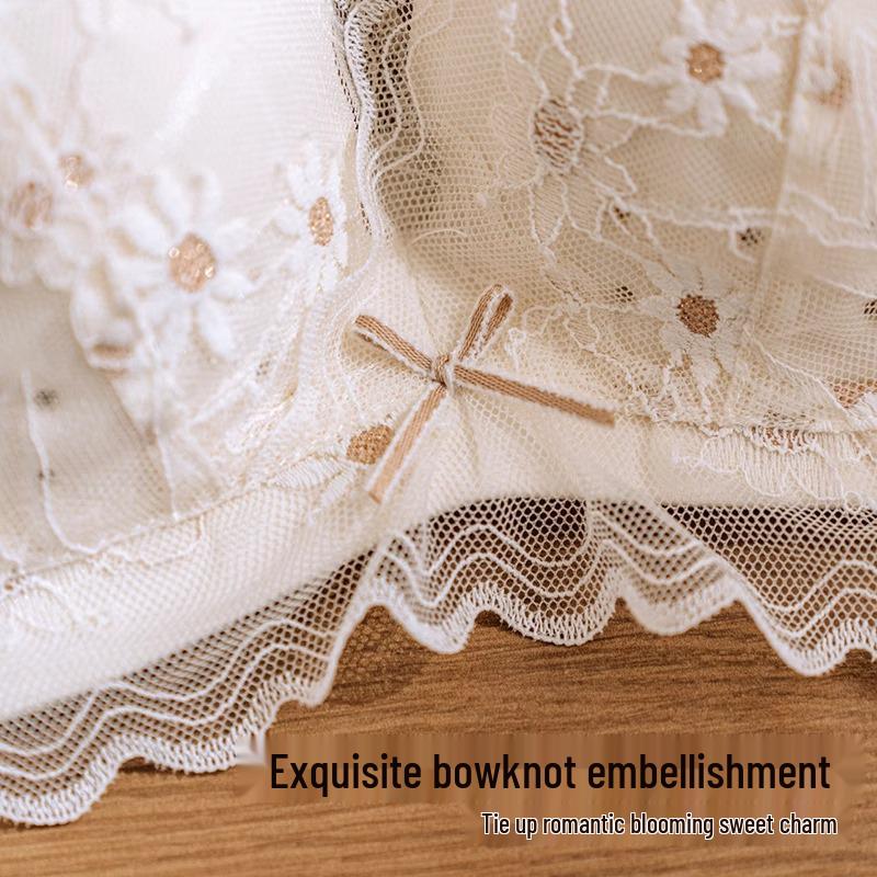 Sexy Dessous-Set aus Spitze für Damen: Atmungsaktiver, Verstellbarer, Anti-Hänge-BH mit Dünnen Hohlkörbchen