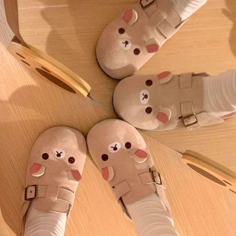 Easy bear baotou half-drag women's spring new heightened thick bottom heightened lazy baotou slippers