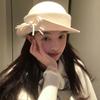 Round Rolled Edge Fedoras Hat Solid Color Round Top Hat Creative Gift Wool Bucket Hat