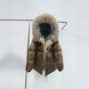 Europe Station's new luxury fur fox big fur collar white goose down jacket women's medium and long thickened coat