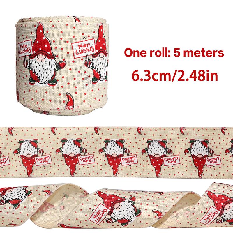 1Pc  Christmas Imitation Linen Ribbon Decorations Christmas Tree Diy Bow Ribbon Birthday Party Gift Box Strap