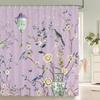 Beautiful Flowers Shower Curtain Butterfly Birds Printed Bathroom Curtains Polyester Fabric Home Decor Bathtub Screen with Hooks