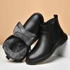 New Men's Black Ankle Boots  Casual Side-Pull Warm Formal Boots  Soft-Soled Comfortable And Anti-Slip Fashionable Walking Boots