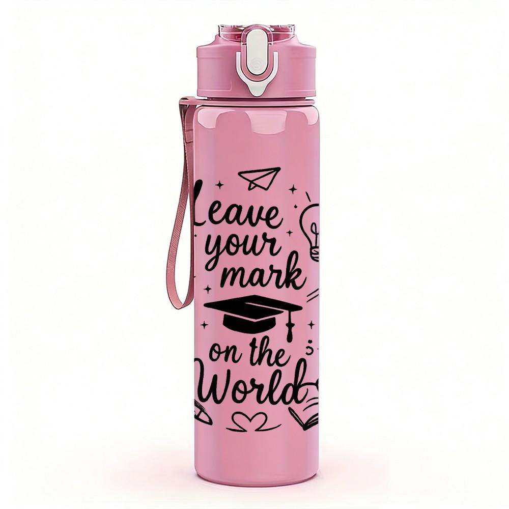 1PC Learn To Make A Change Quote 750ml Color Plastic Sports Water Bottle Leakproof Flip Straw Lid Suitable for Sports Office Home Use