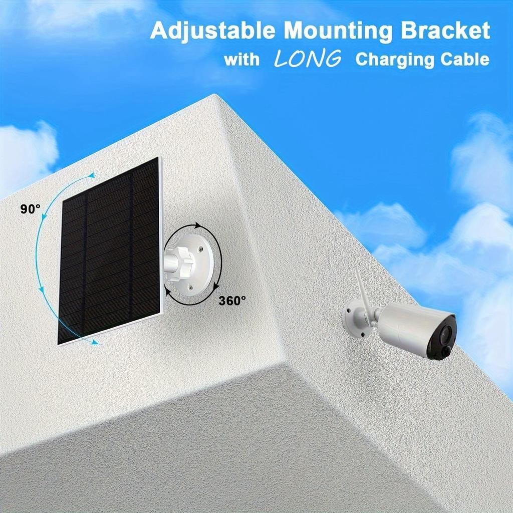 Panele słoneczne do ładowania kamer bezpieczeństwa. Panele słoneczne do kamer bezprzewodowych. Regulowany montaż 360°