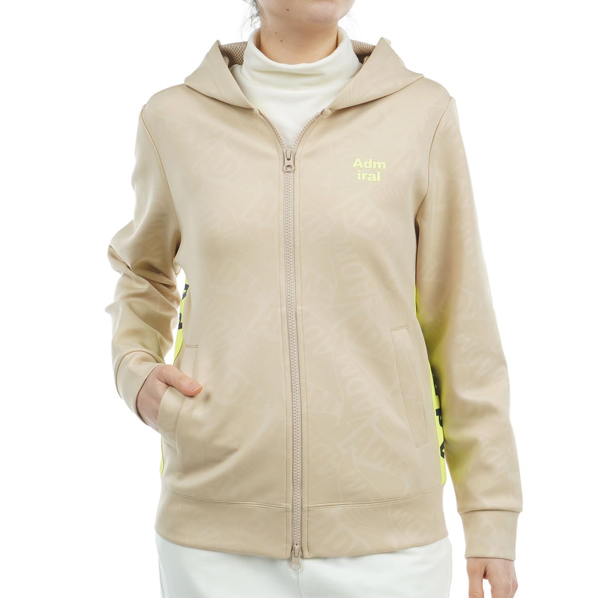 

Admiral Golf ADLA467 Women s Embossed Logo Cardboard Full-Zip Hoodie, Beige