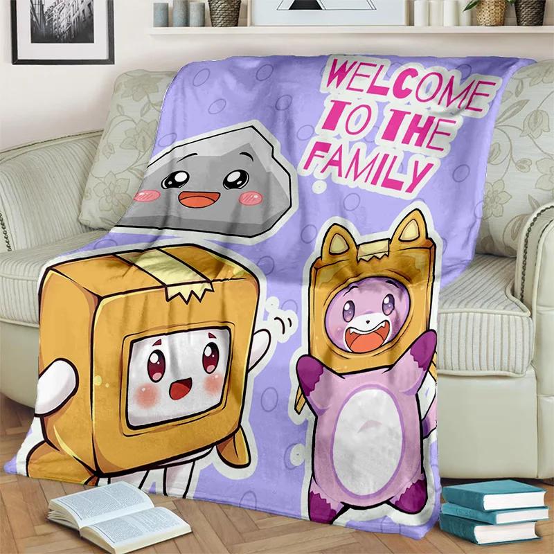 Happy Foxy Boxy i Rocky Lankybox koc, miękki koc do rzucania dla domu sypialnia kanapa z funkcją spania piknik podróż biuro okładka koc dla dzieci
