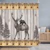 Vintage Brown Bear Shower Curtain Rustic Wooden Panel Texas Star Black And White Check Jungle Fabric Bath Curtain Bathroom Decor