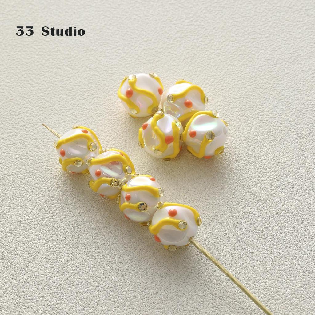 Pure Hand-painted Beads Stickers Diamonds Set Pearl Diy Jewelry Accessories Material Package Beads Car Pendant Cell Phone Chain Beads