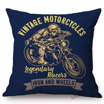 18" Vintage Motorcycle Club Poster Born To Ride Live To Ride Throw Pillow Case Us Funky Style Boy Husband Gift Cushion Cover