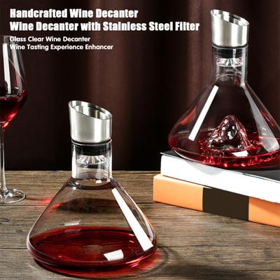 Glass Wine Decanter with Aerator Stainless Steel Filtration 12-Channel Aeration 1600ml Capacity