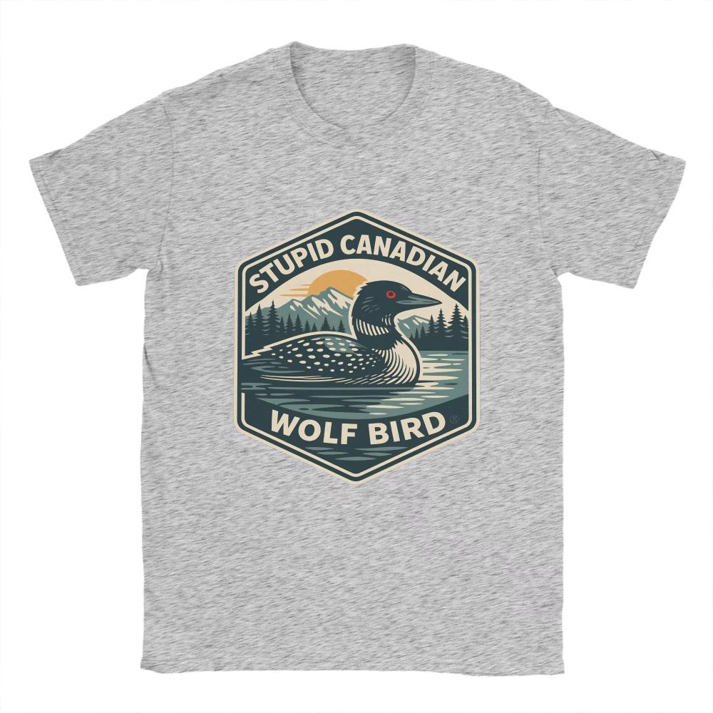 Vintage TShirt Beach Stupid Canadian Wolf Bird Hippie Men Women TShirts Cotton Tee Shirt Aesthetic Big Size Short Sleeve Tops