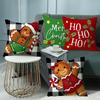 New Christmas Gingerbread Man Linen Cushion Printed Backrest Home Cushion Pillow Cover