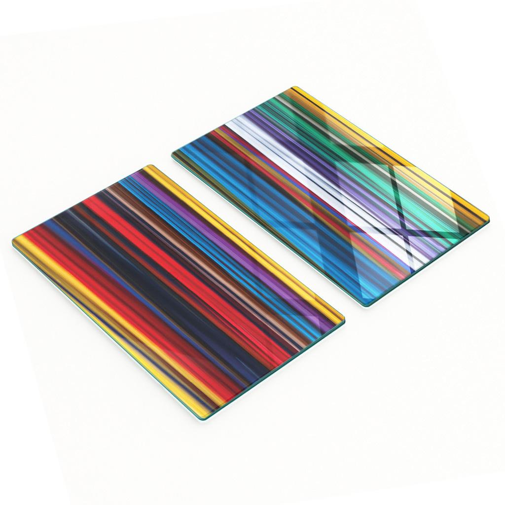 Glass Kitchen Cutting Boards With Colorful Striped Graphics 2X30X52 Cm