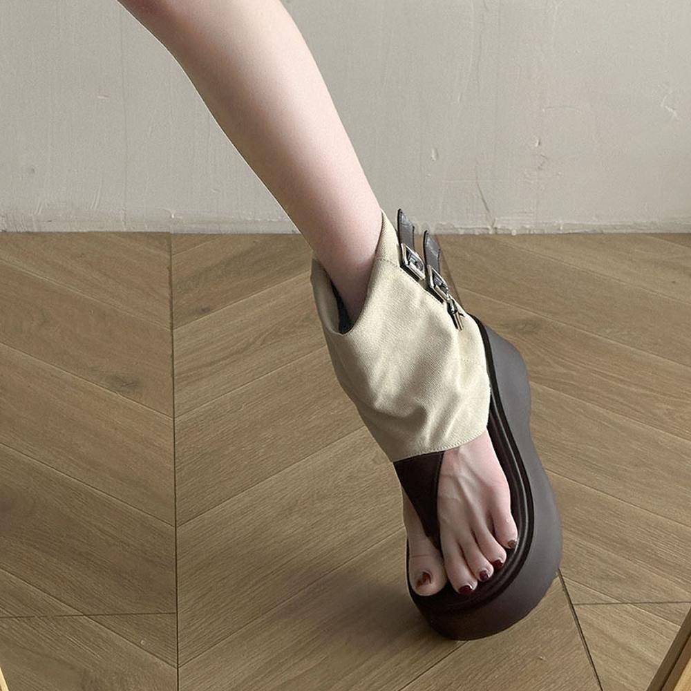 Platform Flats Women Ankle Boots Spring Autumn Clip Toe Shoes Ladies Elegant Belt Buckle Sandalias Booties