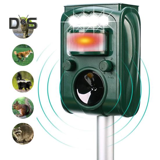 Solar Powered Ultrasonic Mouse Repeller with Infrared Sensor IPX4 Waterproof Squirrel Deer Repellent Deterrent Device Strobe Light