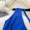 Elegant Ruffle Sexy High Waist Hollow Out Slash Neck Sleeveless Knit Dress Vacation Dresses Slim Women Party Ceremonial Dress