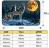 Wolf print pattern area rug, howling wolf under the moon plush area rug, suitable for living room bedroom dining room entrance