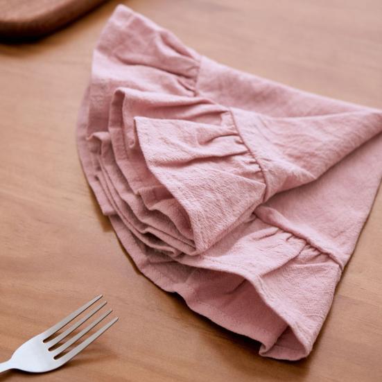 Rustikální prostírání Jednobarevné Kulatý tvar Volánkový okraj Prostírání na odpolední čaj Měkká praná bavlna Podložka na stůl Jídelna Kuchyně Párty Rustikální výzdoba stolu