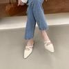 French retro flat-bottomed pointed head bag head half slippers women's shoes wear 2025 summer pointed head lazy cool slippers women