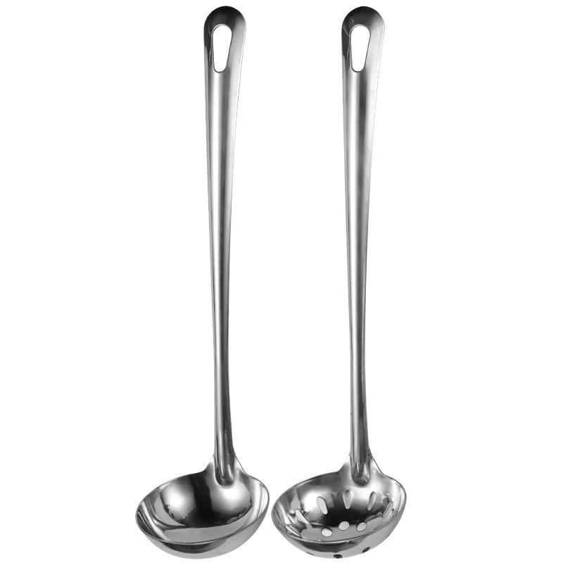 Stainless Steel Deep Bottom Soup Ladle and Strainer for Serving Soup and Porridge in Restaurants and Kitchens.