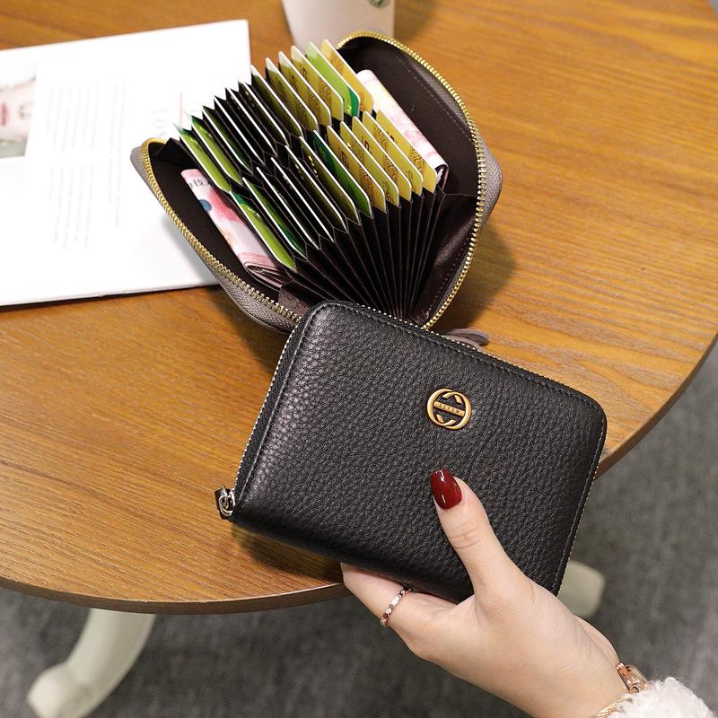 

Женские держатели для карт из натуральной кожи с 26 слотами, двухрядная сумка для карт большой емкости с логотипом, органайзеры для деловых кредитных карт из телячьей кожи