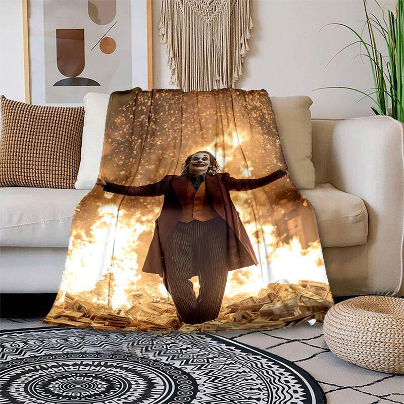 1pc Money Fire Joker Chaos Cartoon Blanket,Portable Throw for Travel & Camping, All Season Cozy Blanket,Ideal Gift