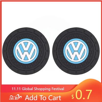 Für VW Neu 2 Stück Auto-Getränkeuntersetzer PVC Wasserbecher Anti-Rutsch-Matte für Volkswagen Golf Passat Jetta Touareg Tiguan Polo Caddy GTI La