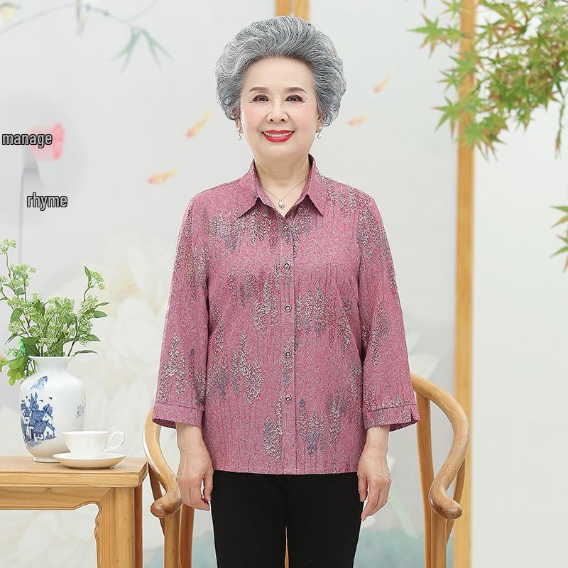 Elegant Grandma Style Silk Tops for Seniors – Stylish Summer Clothing for Refined 70-Year-Old Women