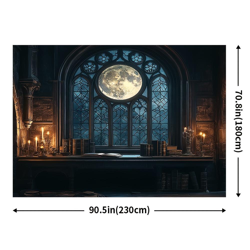 1 Vintage Gothic Bibliotheksfenster - strapazierfähige Polyesterfaser, perfekt für die Dekoration zu allen Jahreszeiten und festliche Atmosphären