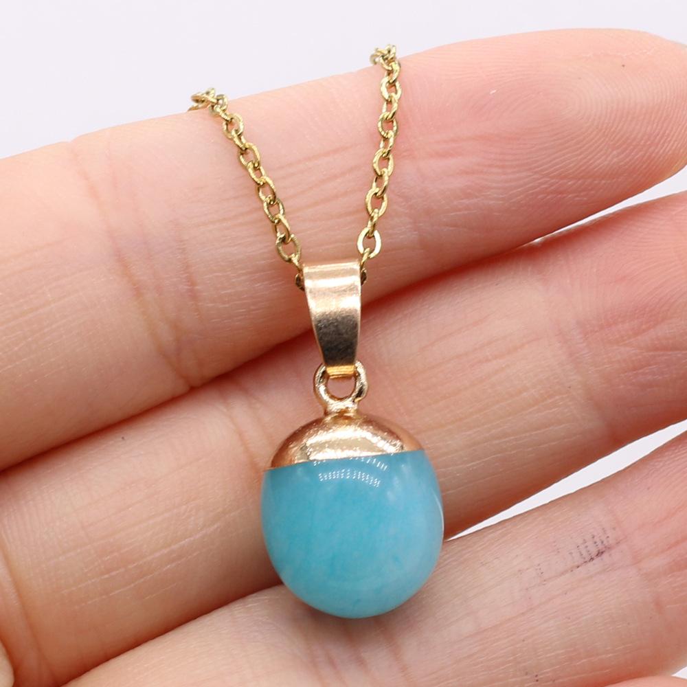 

1pc Natural Stone Pendant Necklace Amethyst Pink Crystal Fashion Necklace Jewelry Gifts for Women Girls синий