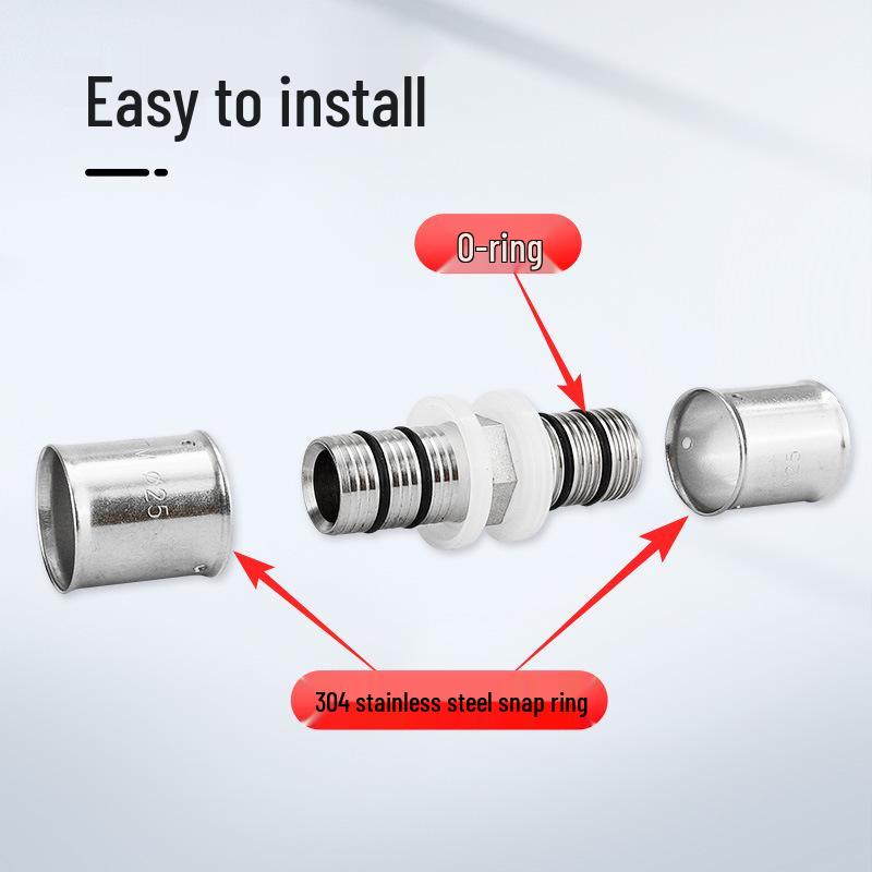 Press-fit Equal Diameter 1216 Aluminum-Plastic Pipe Fittings for Underfloor Heating - Copper Quick Connect