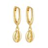 925 Silver Needle Square Pendant Hoop Earrings Vintage Gold Earrings For Women Shell Pendant Earring Fashion Jewelry Accessories