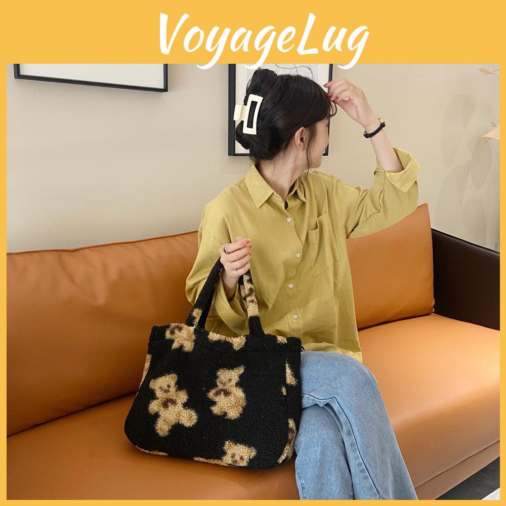 Trendy Plush Vintage Teddy Bear Bag Soft And Cozy Handbag Perfect For Daily Casual Outfit Pairing