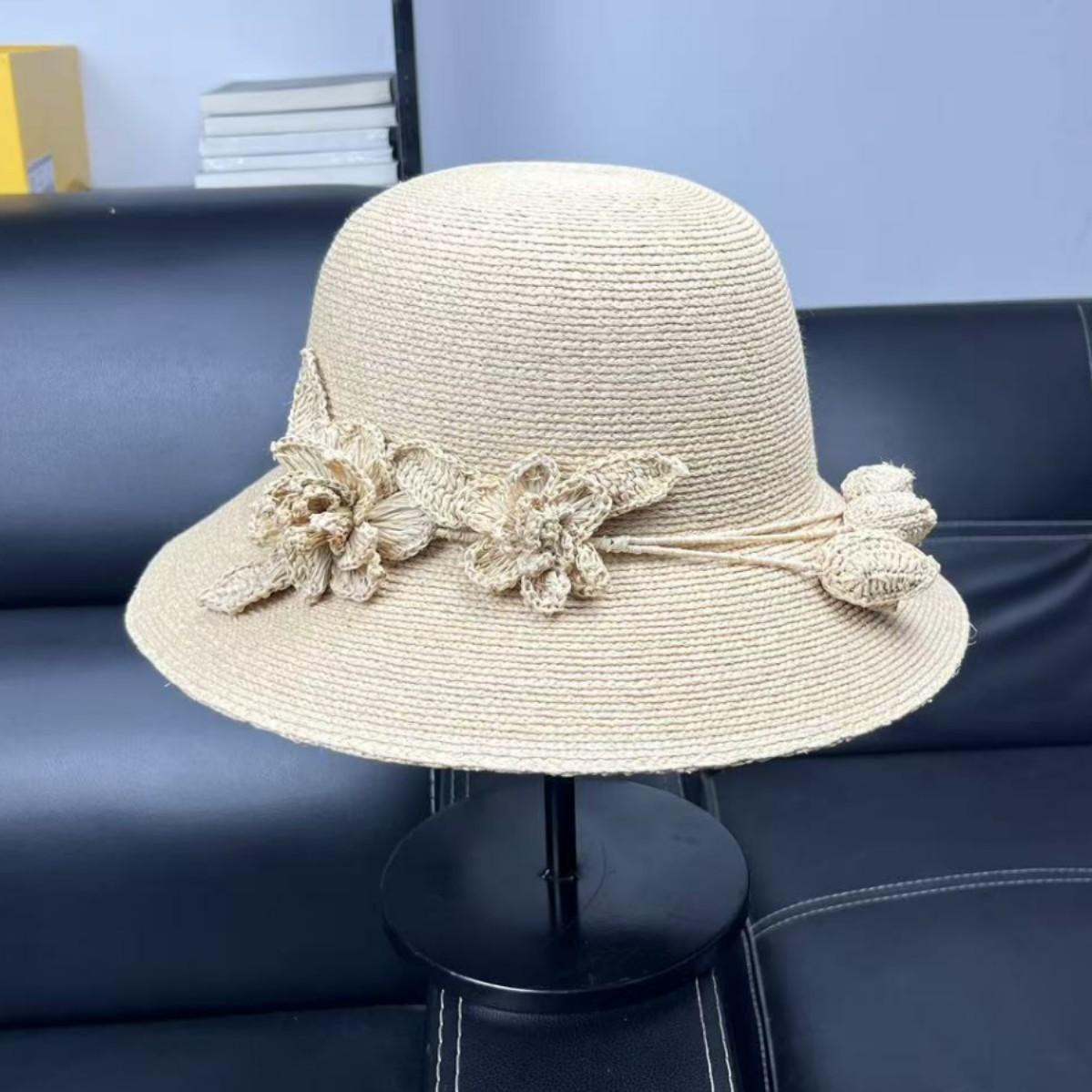 

French romantic raffia hat female Hepburn wind fisherman basin hat summer seaside vacation sunshade sun hat does not support 7 days without reason