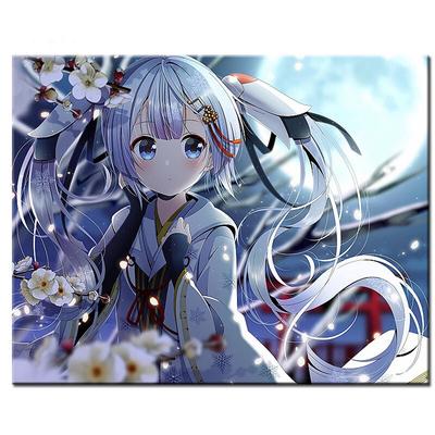 5D DIY volle Runde Diamant Malerei Anime Mädchen Mond Nacht Stickerei Kreuzstich Malerei Home Decor