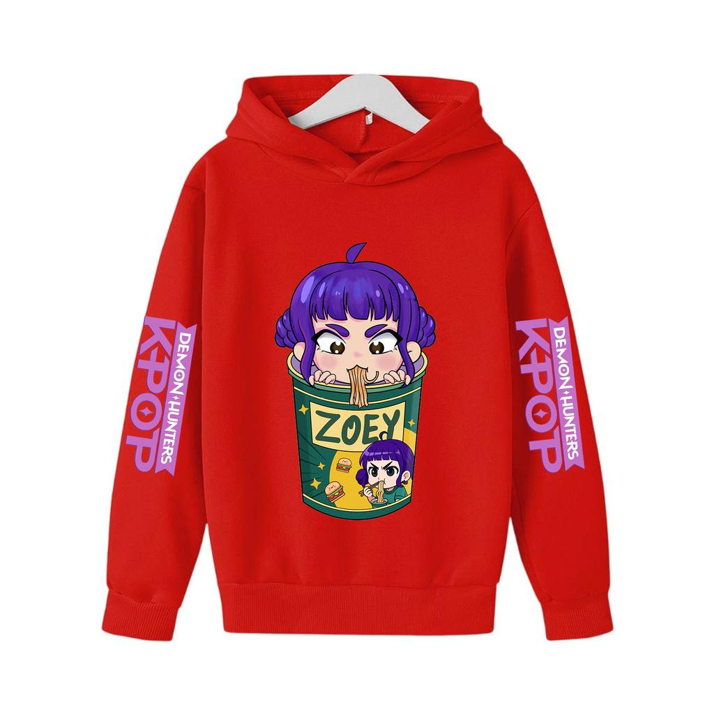 Autumn Kids Long Sleeve K-Pop Demon Hunters Hoodie, Soft Fleece Sweatshirt, Warm Casual Outerwear for Boys and Girls