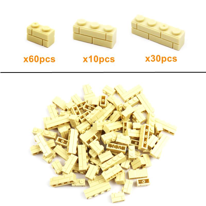 100pcs MOC Bricks 1x2 1x3 1x4 Wall Cube Houses Building Blocks City Created Accessories Assembles Small Particles DIY Boys Toy