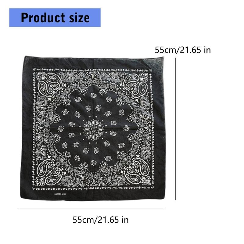 Square Cotton Cashew Flower Print Bandana Unisex Head Wrap Decorative Head Scarf For HipHop Dancing and Street Wear