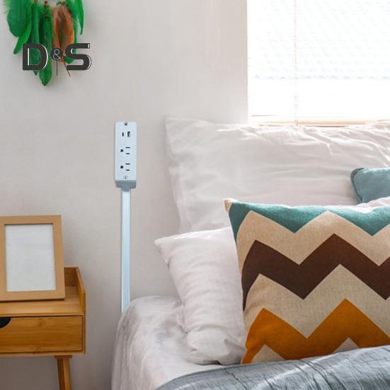 Elektros lizdo ilgiklis su USB-A/USB-C/AC lizdais, reguliuojamas, pasukamas, nešiojamas, įjungiamas maitinimo lizdo plėtiklis