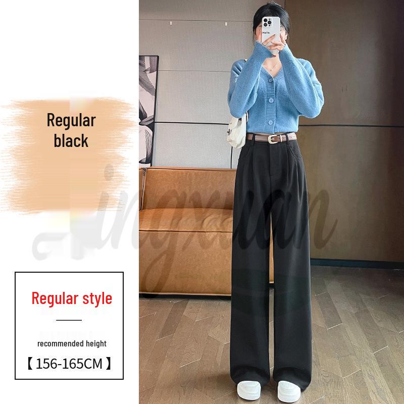 2026 Autumn/Winter Velvet High-Waisted Woolen Wide-Leg Floor-Length Pants for Women