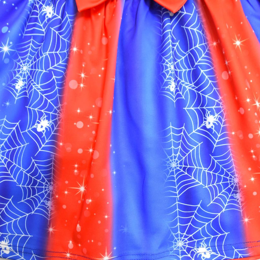 Halloween Sleeveless Girls Dress Cartoon Digital Print Bowknot Kids Party Dress for Children