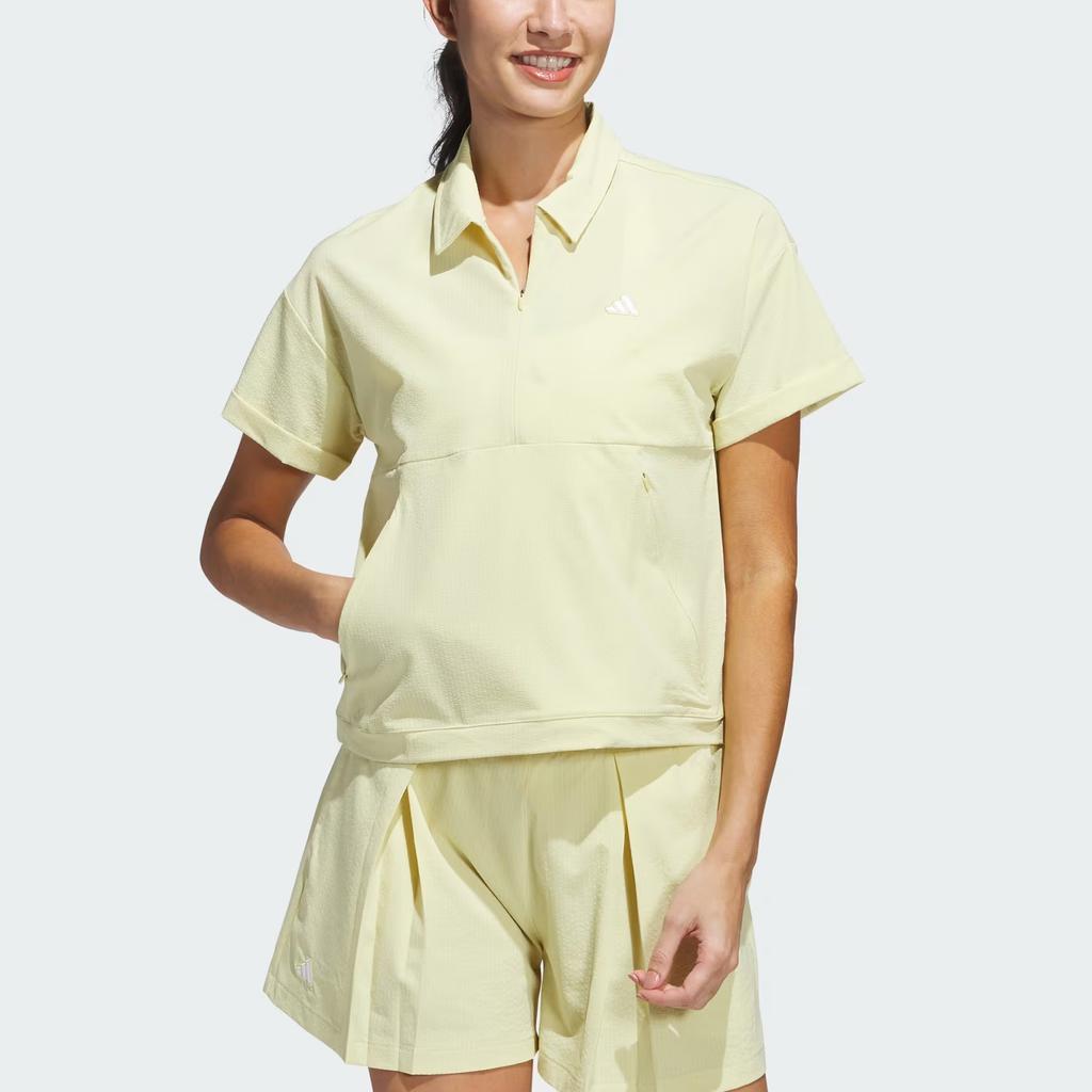 Adidas Go-To Golf Logo Fashion Simple Pullover Loose Short Sleeve T-Shirt Women T-Shirts Pink Yellow JE7311