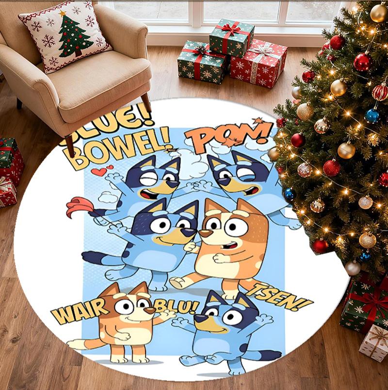 Bluey Pattern Round Rug, Indoor/Outdoor Mat, for Picnic, Gameroom, Bedroom, Office, Living Room, Home Decor Carpet, Birthday Gift