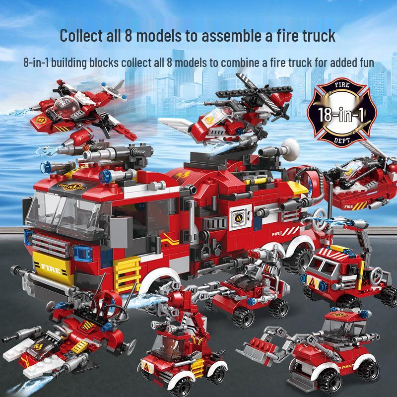 Mindy City Fire Series 8-in-1 Educational Building Blocks Toy for Kids